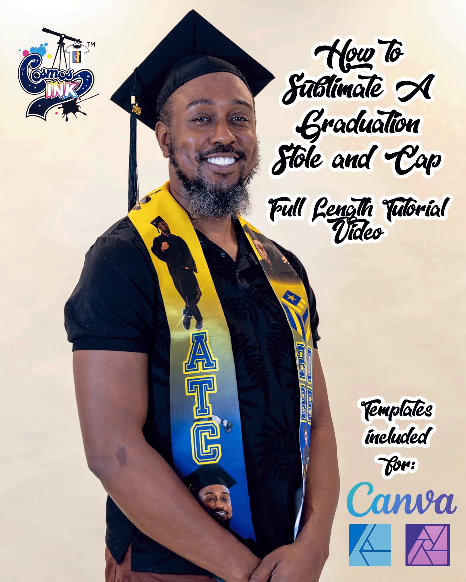 How to Sublimate A Graduation Stole and Cap | hosted by Cosmos Ink